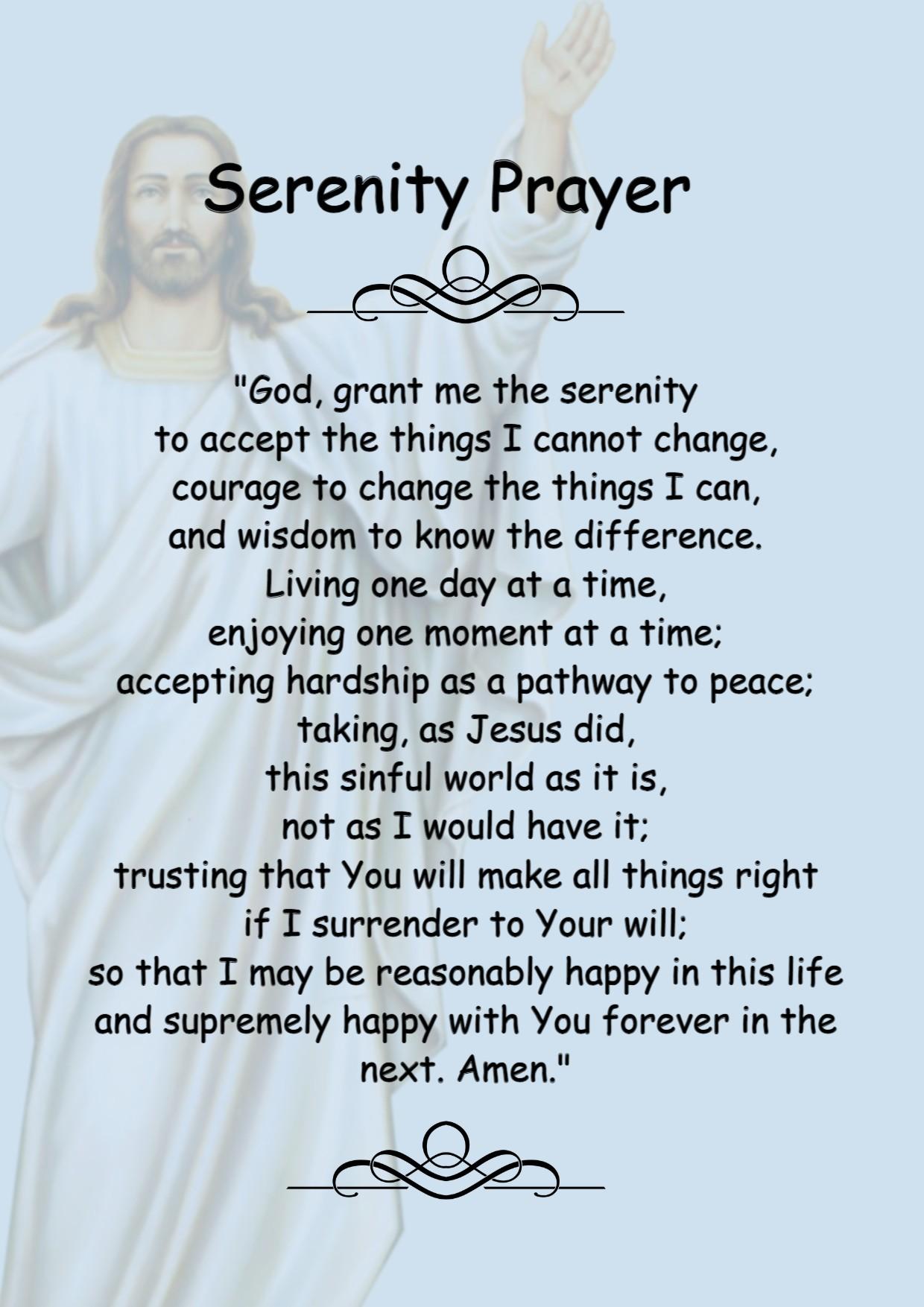 FREE BEAUTIFUL PRINTABBLE SERENITY PRAYER, LONG VERSION